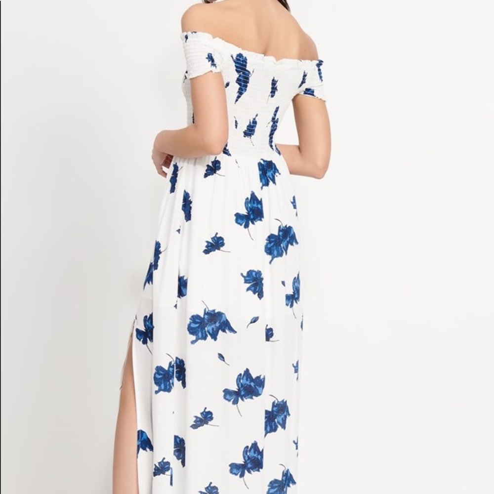 White & Blue Flower Dress
